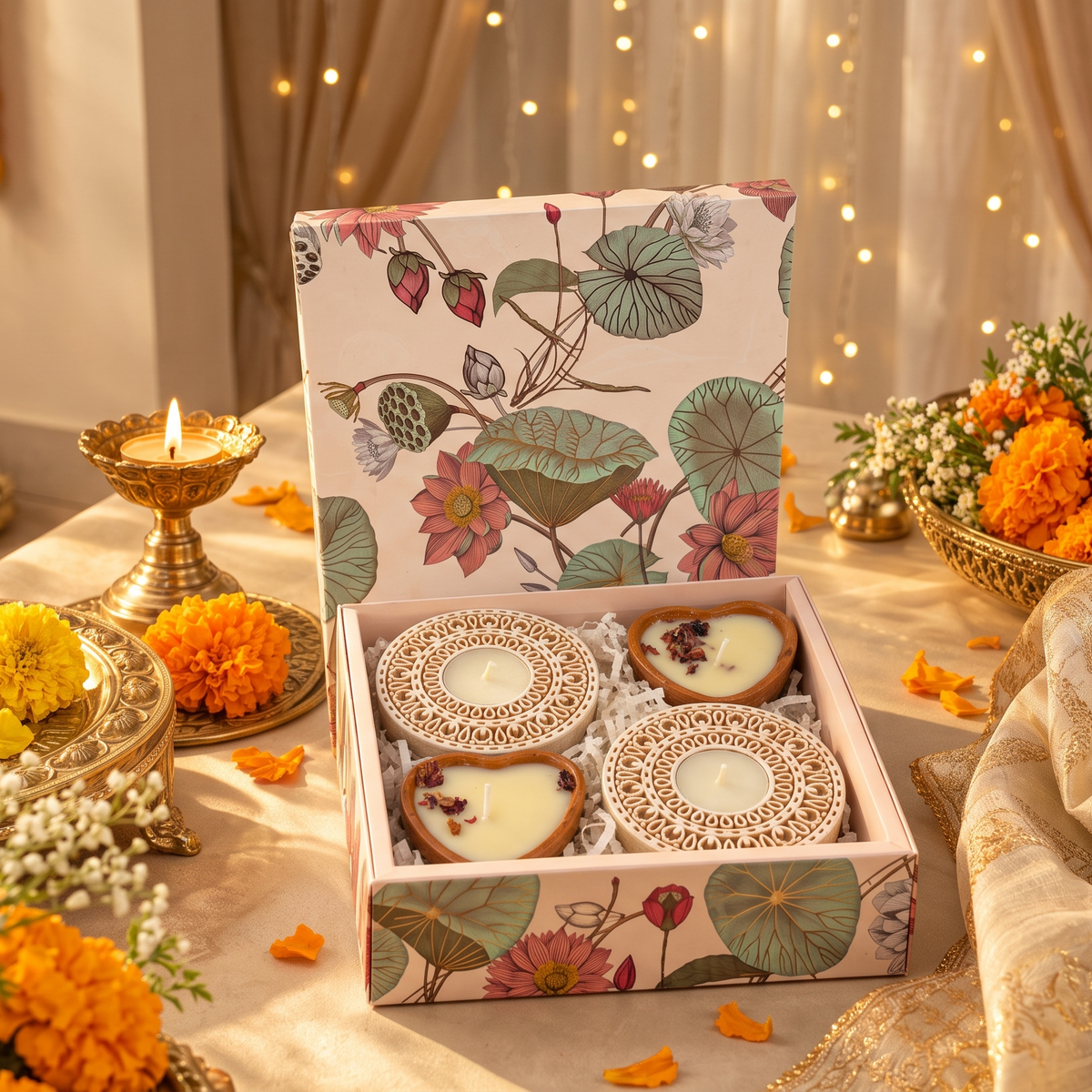Block Tea-Lights with Terracotta Soy Wax Candles