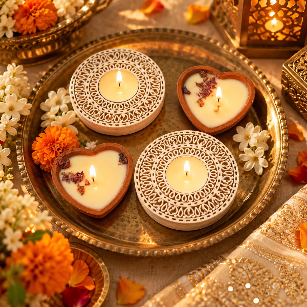 ⁠Block Tea-Lights with Terracotta Soy Wax Candles