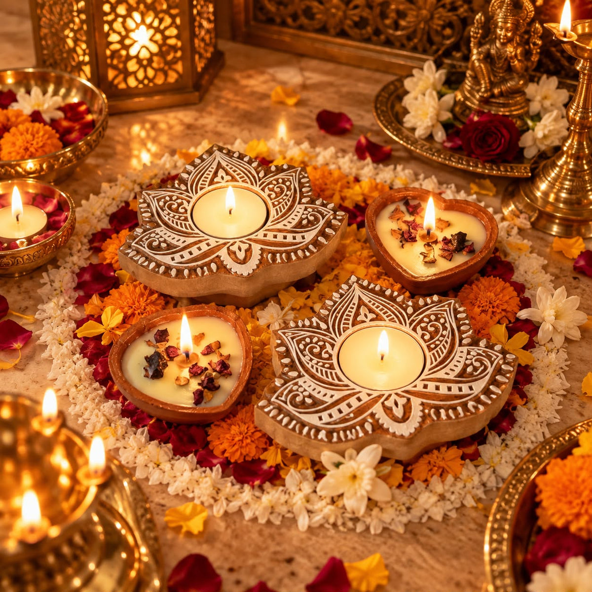 ⁠Block Tea-Lights with Terracotta Soy Wax Candles