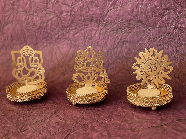 Divine Shadow Tea-Light Holder Set Of 3 | Lord Ganesh, Goddess Lakshmi And Aum
