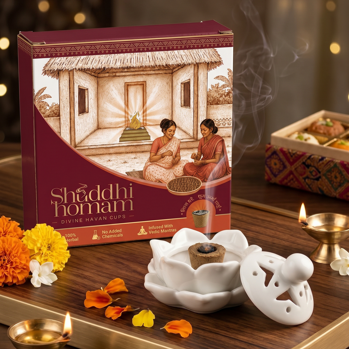 Shuddhi Homam Cups with Ceramic Holder