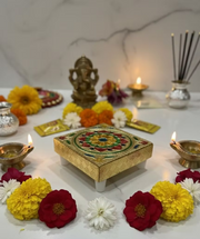 Golden Foil Printed Pooja Chowki