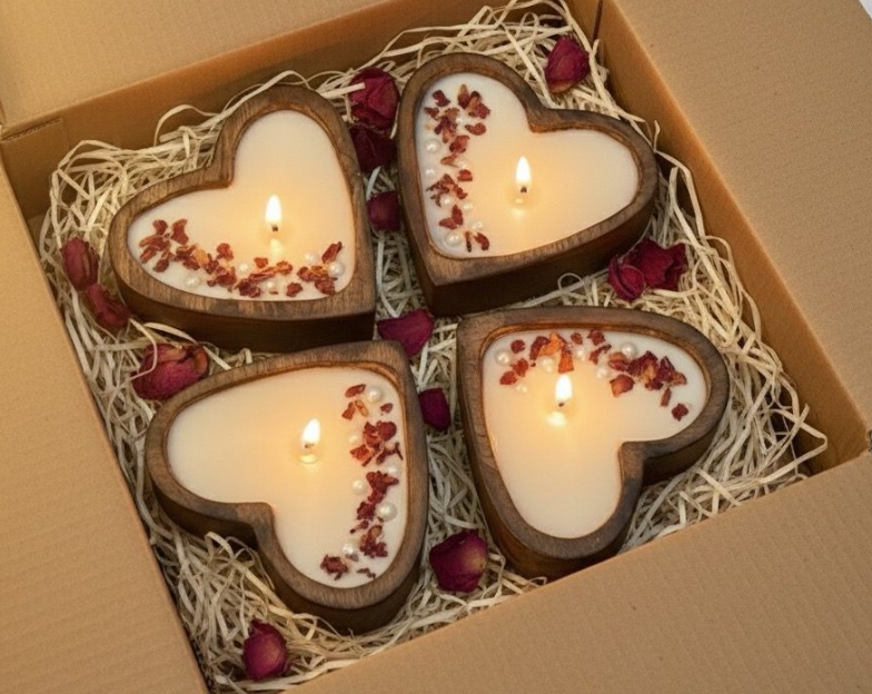 Wooden Heart Soy Wax Candle