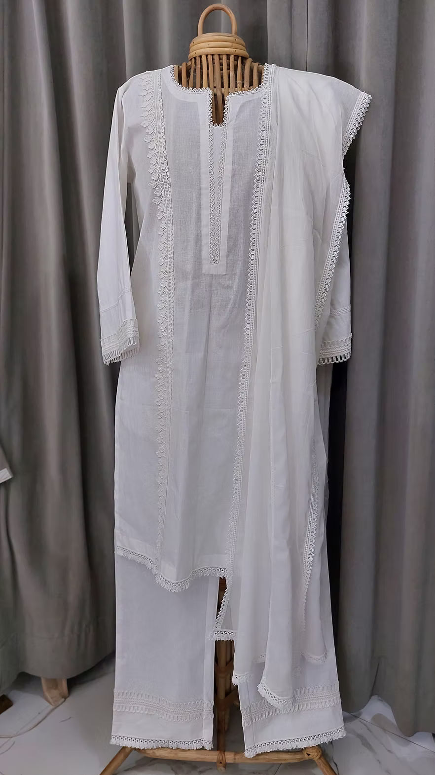 White Poplin Kurta Pant Set
